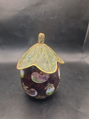 NY And Co Enamel Eggplant Aubergine Trinket Box